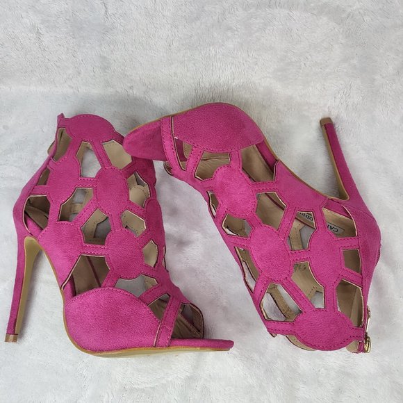 Cut Out Open Toe Ankle Boots Shoes Heels Sizes 6.5 & 8.5 - Picture 7 of 7